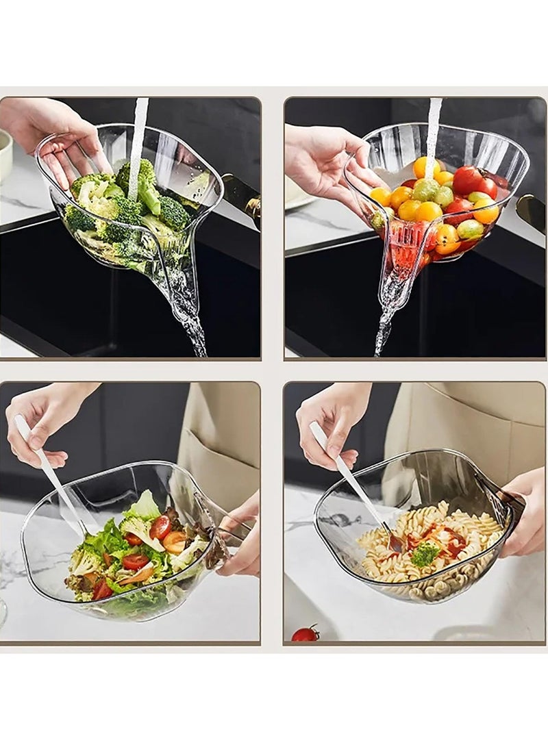 Zikra 2 Pcs Multi-Functional Drain Basket, 2024 New Drainage Basket Funnel, Household Kitchen Sink Food Catcher Drainer Fruit Rinser Vegetable Washing Filter Bowl over  (Transparent) - Image 5