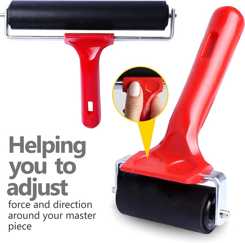 UCEC Brayer Roller, Durable Hard Rubber Roller Brayers, Brayer Rollers for Crafting, Glue Roller Paint Brushes for Printmaking Stamping Gluing (2.4”, 5.9”, 7.9”), 3 Pack - Image 3