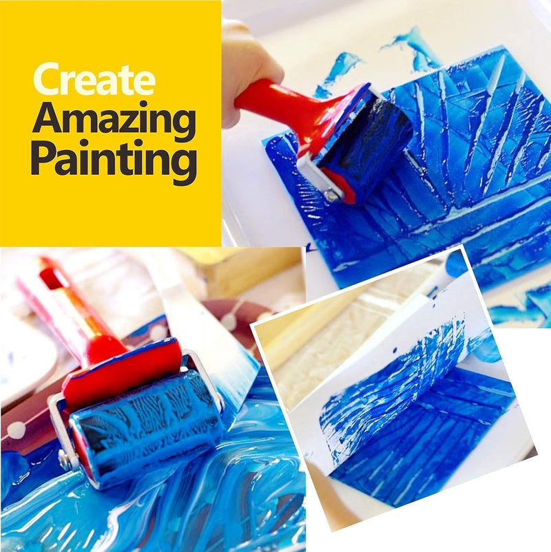 UCEC Brayer Roller, Durable Hard Rubber Roller Brayers, Brayer Rollers for Crafting, Glue Roller Paint Brushes for Printmaking Stamping Gluing (2.4”, 5.9”, 7.9”), 3 Pack - Image 5