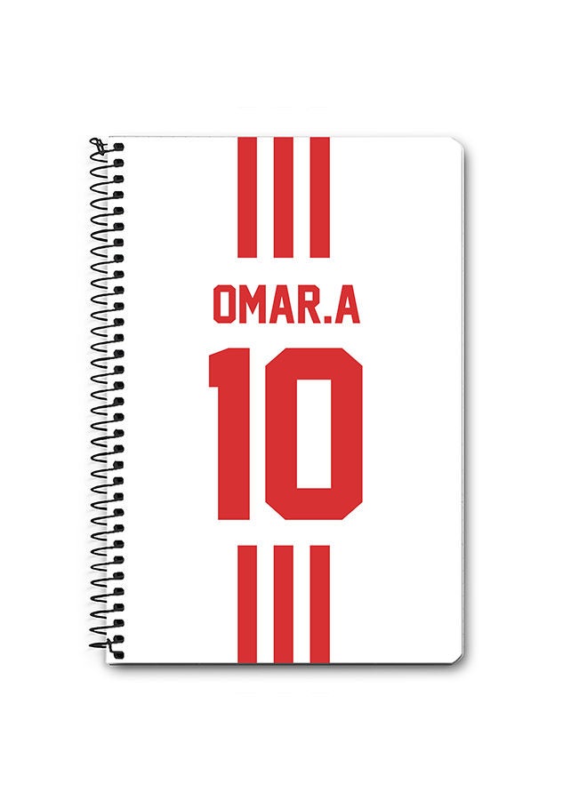Stylizedd Designer A5 Spiral Notebook Memo Notepad Journal - Football Team - UAE Player Name - Omar.A - Image 1