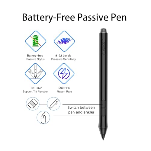 VEIKK A15 Graphics Drawing Pen Tablet 10x6 Inch with Battery-Free Passive Stylus and 12 Shortcut Keys，20 Nibs and 1 Artist Glove Support Windows Mac Linux Android, Tilt Pressure (Blue) - Image 3
