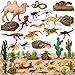 Furjane 34 Pcs Desert Animals Figurines Set Model Trees Kit Desert Diorama Supplies Animals with Tree and Cactuses Figurines Resin Insects for Diorama Birthday Party - Image 2
