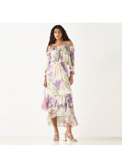 2Xtremz 2Xtremz All-Over Floral Print Off Shoulder Top with Ruffles  - Image 3