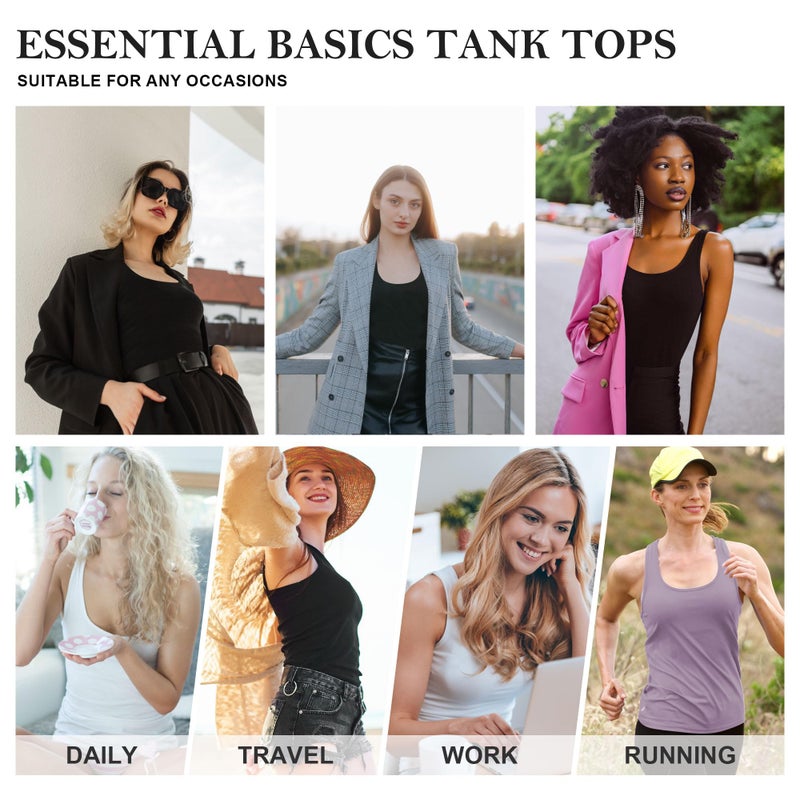TVKSOM 5 Pack Basic Tank Tops for Women Undershirt Ribbed Sleeveless Scoop Neck Casual Layering Basic Tanks Top - Image 5