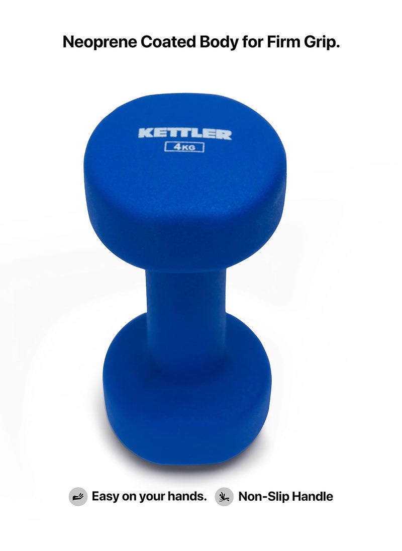 KETTLER - Neoprene Dumbbells of 8Kg (17.6LB) Includes 2 Dumbbells of 4Kg (8.8LB) | Material : Iron with NeopreneCoat | Exercise and Fitness Weights at Home/Gym | Unisex - Image 1