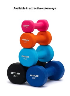 KETTLER Neoprene Dumbbells of 8Kg (17.6LB) Includes 2 Dumbbells of 4Kg (8.8LB) | Material : Iron with NeopreneCoat | Exercise and Fitness Weights at Home/Gym | Unisex  - Image 5