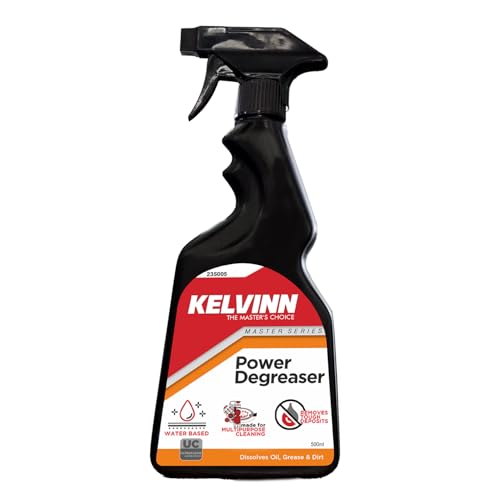 KELVINN Power Degreaser 500ml, Heavy Duty Engine Cleaner for Car Bike Kitchen Bathroom, Removes Grease Oil Grime, Multi Surface Cleaner Safe on Metal Paint Plastic, Fast Acting Residue Free Spray - Image 1
