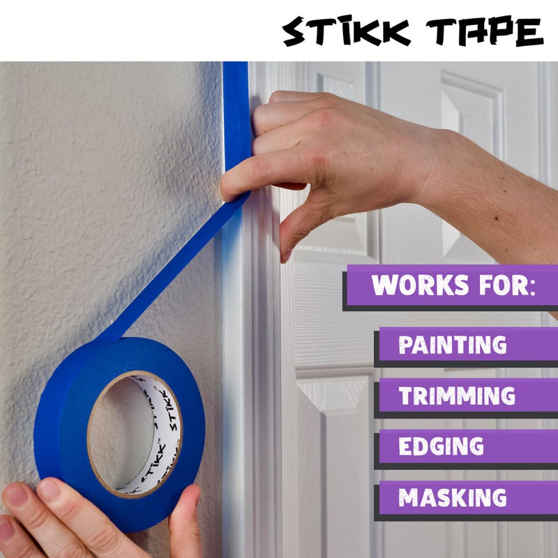 STIKK Painters Tape - 3pk Purple Painter Tape - 1 inch x 60 Yards - Paint Tape for Painting, Edges, Trim, Ceilings - Masking Tape for DIY Paint Projects - Residue-Free Painting Tape - Image 4