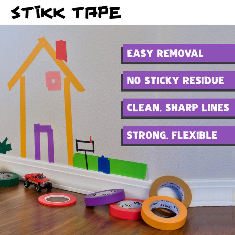 STIKK Painters Tape - 3pk Purple Painter Tape - 1 inch x 60 Yards - Paint Tape for Painting, Edges, Trim, Ceilings - Masking Tape for DIY Paint Projects - Residue-Free Painting Tape - Image 5