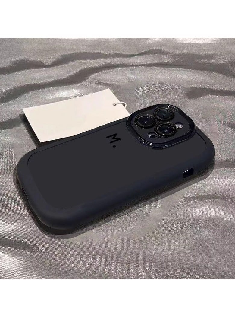 NIBEMINENT Minimalist Painted M Letter Protective TPU Case Cover For iPhone 15 Pro Max, Black