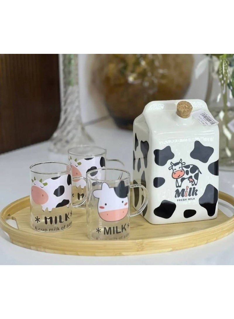 Cow-shaped milk set