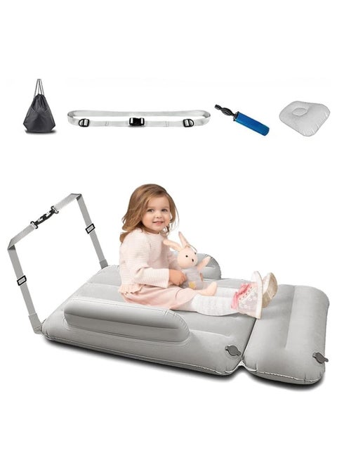 Multifunction Portable Large Inflatable Toddler Travel Bed, Toddler Plane Bed, Inflatable Bed with Multi-purpose Pillow, Inflatable Pump, Travel Bag, Fixing Belt, Armrest