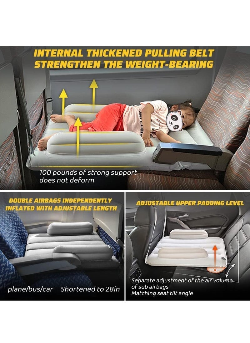 Multifunction Portable Large Inflatable Toddler Travel Bed, Toddler Plane Bed, Inflatable Bed with Multi-purpose Pillow, Inflatable Pump, Travel Bag, Fixing Belt, Armrest