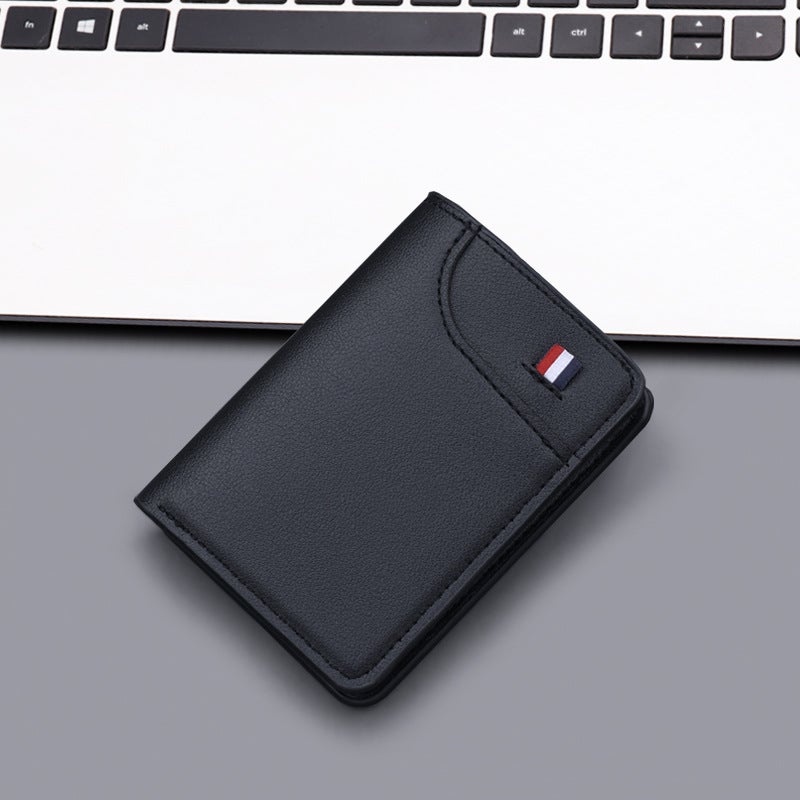 Slim Mens Leather Wallet Anti-Demag Minimalist118 vertical black 118 vertical black