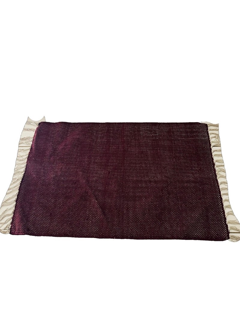 IndiaWeaves handmade-cotton-wine-color-rug-close	Handmade Cotton Wine Color Rug Size- 60x90xm - Image 1