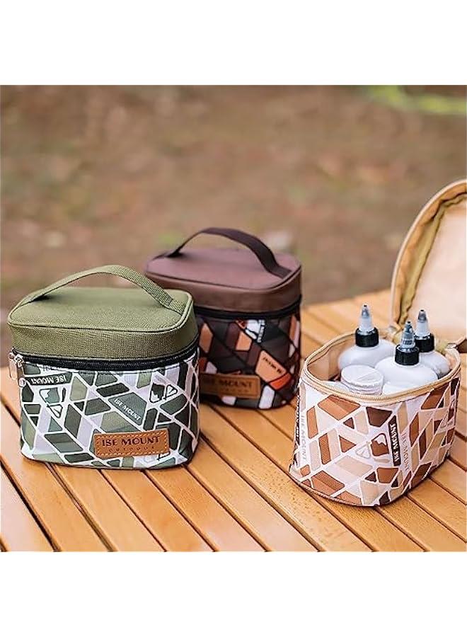 Spice Bag with 7 Spice Jars and 2 Funnels,Outdoor Spice Storage Bag Camping Seasoning Bottle Set for Outdoor Travel Camping BBQ Picnic (Vibrant Green) - Image 2
