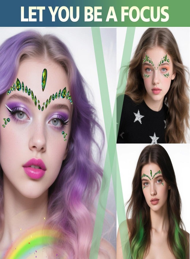 Leoars Poison Ivy Face Jewels Devil Face Costume Accessories Face Gem Jewel 2-Pack Festival Headpiece Stick On Gems, Black - Image 3