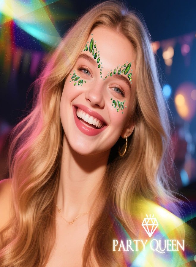 Leoars Poison Ivy Face Jewels Devil Face Costume Accessories Face Gem Jewel 2-Pack Festival Headpiece Stick On Gems, Black - Image 2
