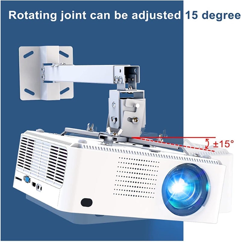 Arabest Universal Projector Mount Wall Or Ceiling Bracket With Adjustable Height And Extendable Arms Tilt Dlp Lcd Projection Mount For Home And Office Different Size Projector (White) - Image 5