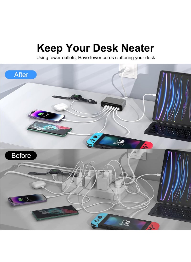 Necomi - 500W Fast USB C Charger GAN Charger Block 8 Port Charging Station ,Compatible with MacBook Pro/Air/All iPad iPhone 16/15/14/13/Pro Max Galaxy S23/2 2 etc. - Image 1