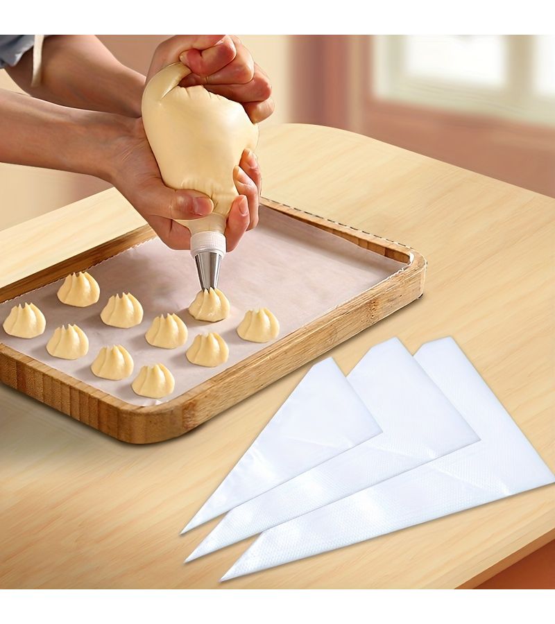 100 Pcs 10 Pcs Heavy Duty Disposable Piping Bags Thickened Pastry Squeeze Bags Durable Non Slip Grip For Cake Decorating Baking Icing Kitchen Tools Home And Professional Bakers Cake Decorating Supplies - Image 1