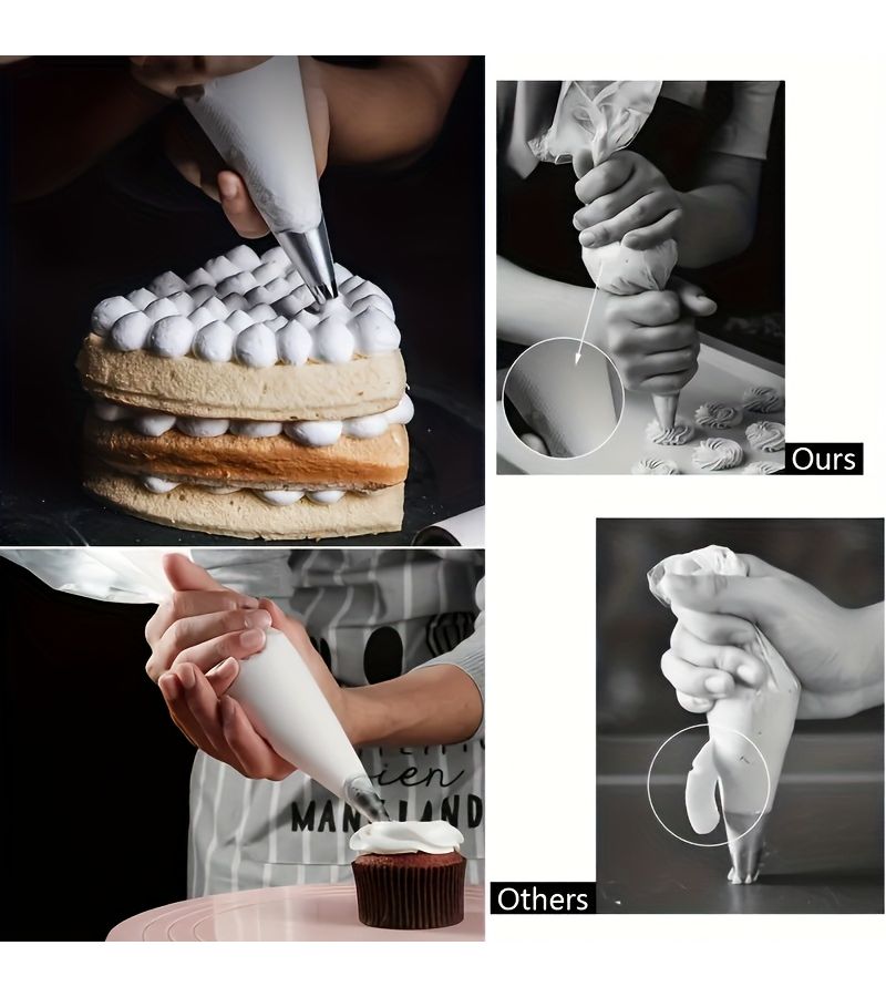 100 Pcs 10 Pcs Heavy Duty Disposable Piping Bags Thickened Pastry Squeeze Bags Durable Non Slip Grip For Cake Decorating Baking Icing Kitchen Tools Home And Professional Bakers Cake Decorating Supplies - Image 5