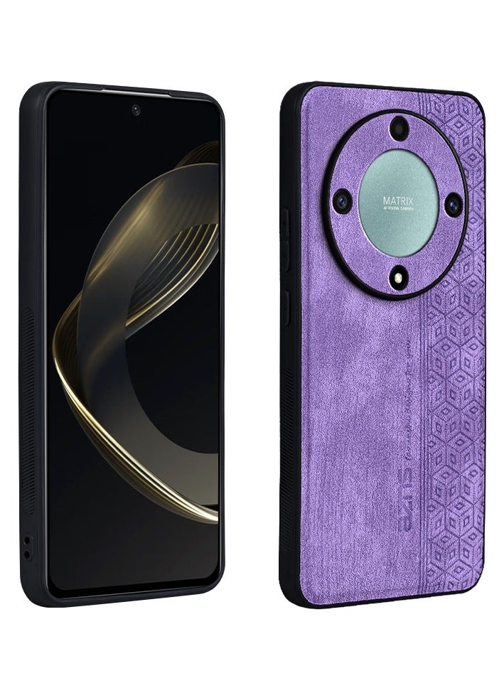 Color Fans For Honor X9b 5G Case PU Leather Coated TPU Drop-proof Smart Phone Cover Purple - Image 2