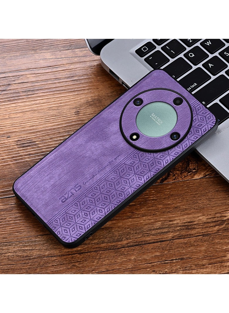 Color Fans For Honor X9b 5G Case PU Leather Coated TPU Drop-proof Smart Phone Cover Purple - Image 3