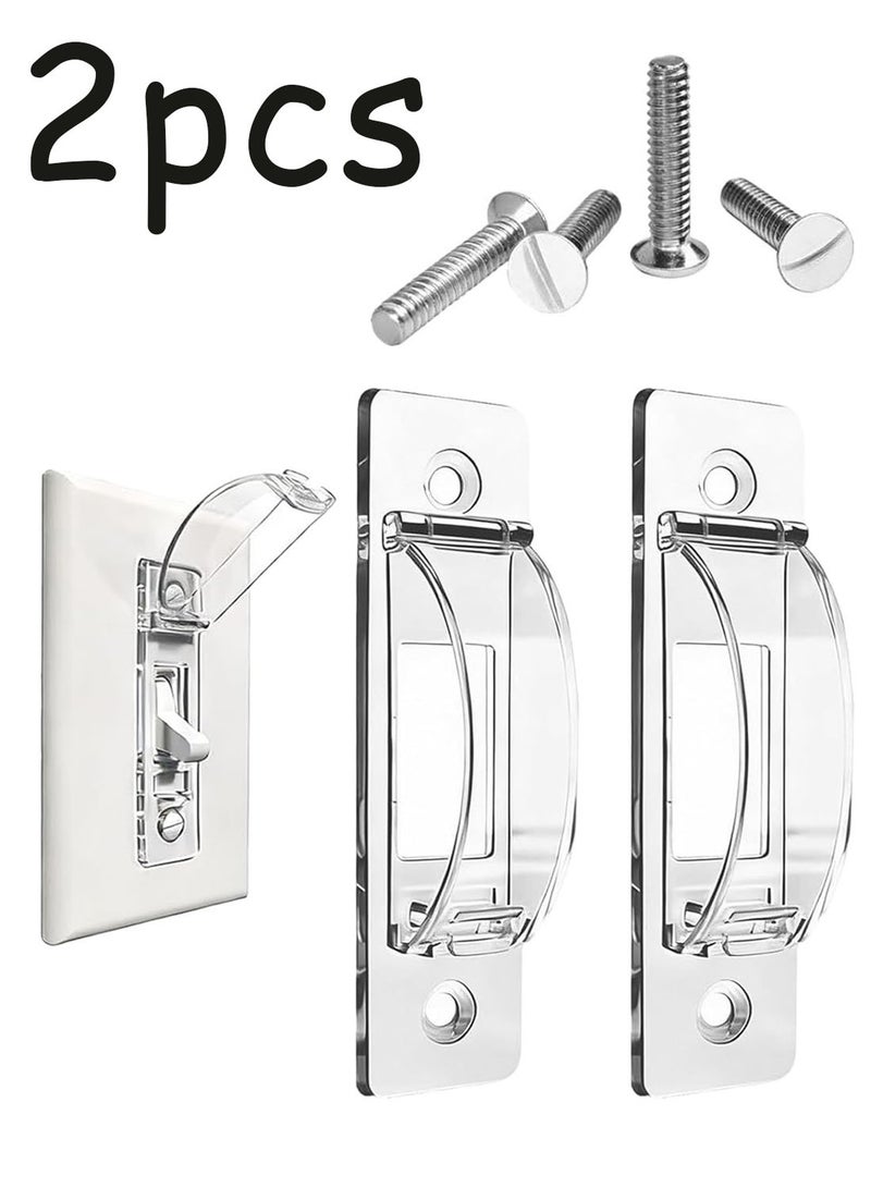 2 Pack Clear Transparent Child Proof Light Switch Guard Lock, Durable Toggle Switch Protector Cover Prevents Accidental Switch Flips, Complete With Installation Screws For Household Home Safety - Image 1