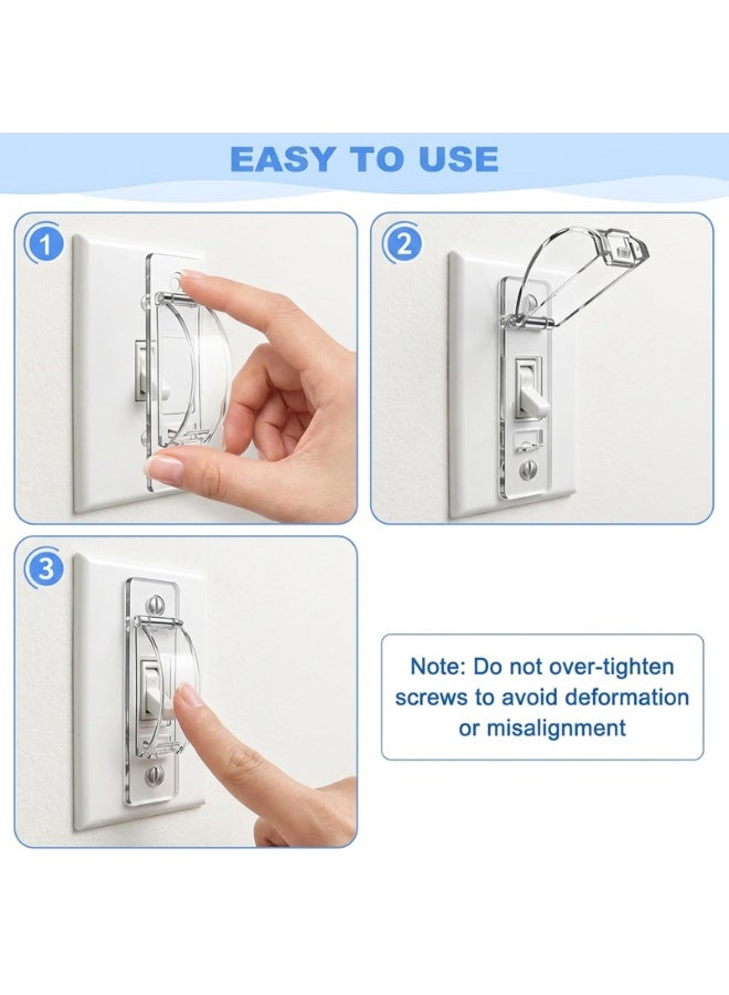2 Pack Clear Transparent Child Proof Light Switch Guard Lock, Durable Toggle Switch Protector Cover Prevents Accidental Switch Flips, Complete With Installation Screws For Household Home Safety - Image 3
