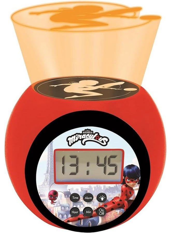 Lexibook Rl977Mi Tales Of Ladybug & Cat Noir Projector Clock Miraculous With Snooze Alarm Function, Night Light With Timer, Lcd Screen, Battery Operated, Red/Black, One Size - Image 3