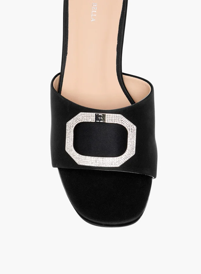 Flora Bella By Shoexpress Embellished Slip-On Sandals with Block Heels