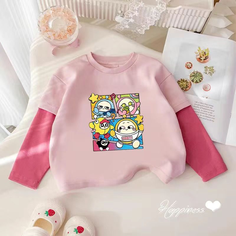 Girls' Long-Sleeved T-Shirt Early Autumn Baby Children'S Fake Two-Piece Top Autumn Base Shirt T - Image 5
