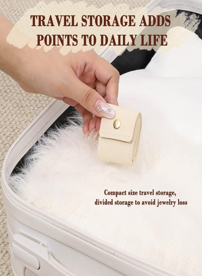 FALONG Mini Travel Jewelry Bag,Jewellery Pouch, Minis Travels Jewelry Roll Bag with Buckle, Portable Foldable Travel Jewelry Organizer Case for Travel Essentials, Ring(Beige) - Image 5