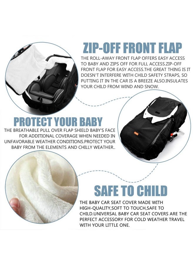 Vaxaape Baby Car Seat Cover,Car Seat Covers for Babies,Winter Protector,Universal Winter Car Seat Cover for Infant Boys Girls,Warm and Cozy,Car Seat Covers for Infant Car Seat(Black) - Image 4