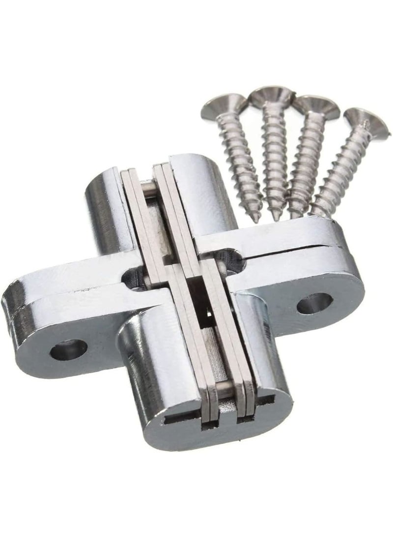Cobest 2 Pairs Hidden Cabinet Hinge, for Stainless Steel Invisible Door, with Screws for Cabinet Furniture Drawer Window, Leaf Height 1-3/4'' - Image 2