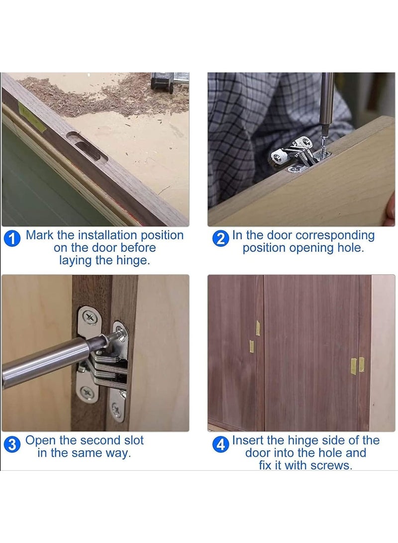 Cobest 2 Pairs Hidden Cabinet Hinge, for Stainless Steel Invisible Door, with Screws for Cabinet Furniture Drawer Window, Leaf Height 1-3/4'' - Image 3