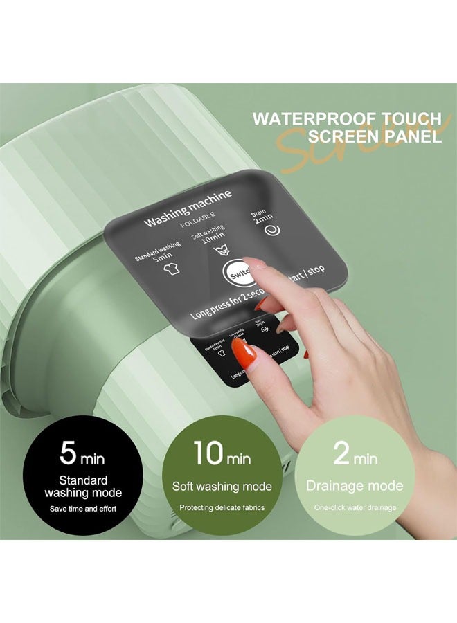 Mini Washing Machine, Foldable Portable Washing Machine, 9 L Large Capacity, Small Collapsible Laundry Washer for Apartment, Travel, RV, Underwears, Socks, Baby Clothes, Green  - Image 2