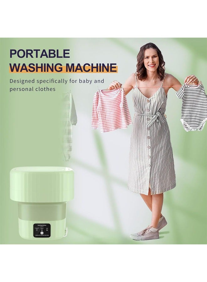 Mini Washing Machine, Foldable Portable Washing Machine, 9 L Large Capacity, Small Collapsible Laundry Washer for Apartment, Travel, RV, Underwears, Socks, Baby Clothes, Green  - Image 3