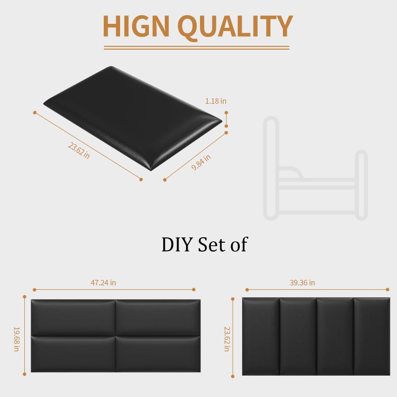 Greymond Headboards Wall Panel for Twin, Self-Adhesive 3D Wall Panels, Upholstered Wall Panel for Bedroom/Living Room (4 Pieces 9.84 in x 23.6 in) - Image 4