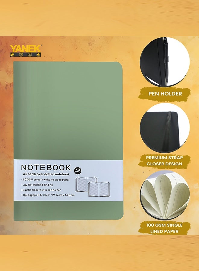 Yanek A5 Lined Notebook - Hardcover, 80 sheet/160 pages, Writing Pad for Notes, Journals, Sketches, School, Office, and Personal Use - Durable, Portable, Pack of 1 - Image 2