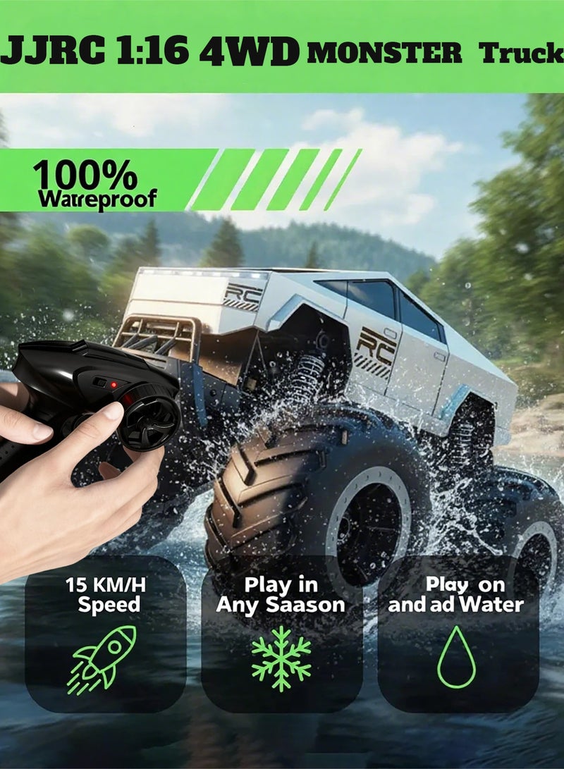 JJRC RC Truck Car Kids Toys for Ages 8+, Remote Control Car Waterproof Monster Truck, Amphibious 4WD All Terrain Off-Road Pickup, 1:16 Scale, 2.4GHZ Vehicles, Perfect for Kids Birthday Gift - Image 1