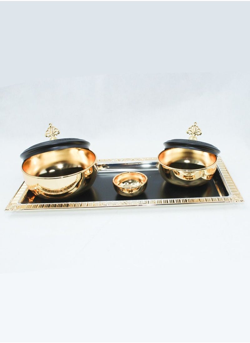 ALJAWAHER - High Quality  Luxurious Tray and bowl set ,decorated Dates and sweet bowls with lid and tray, Arabic Traditional way of serving - Image 1