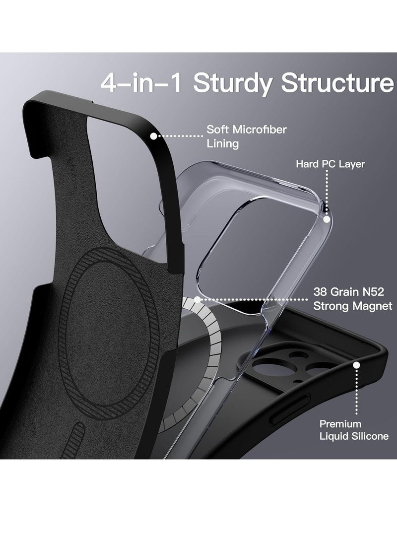 Raxoom غطاء سيليكون مغناطيسي ELTRAZONE لهاتف آيفون 15 بحجم 6.1 بوصة، متوافق مع MagSafe، غطاء هاتف مع حماية كاملة لعدسة الكاميرا (أسود) - Image 4