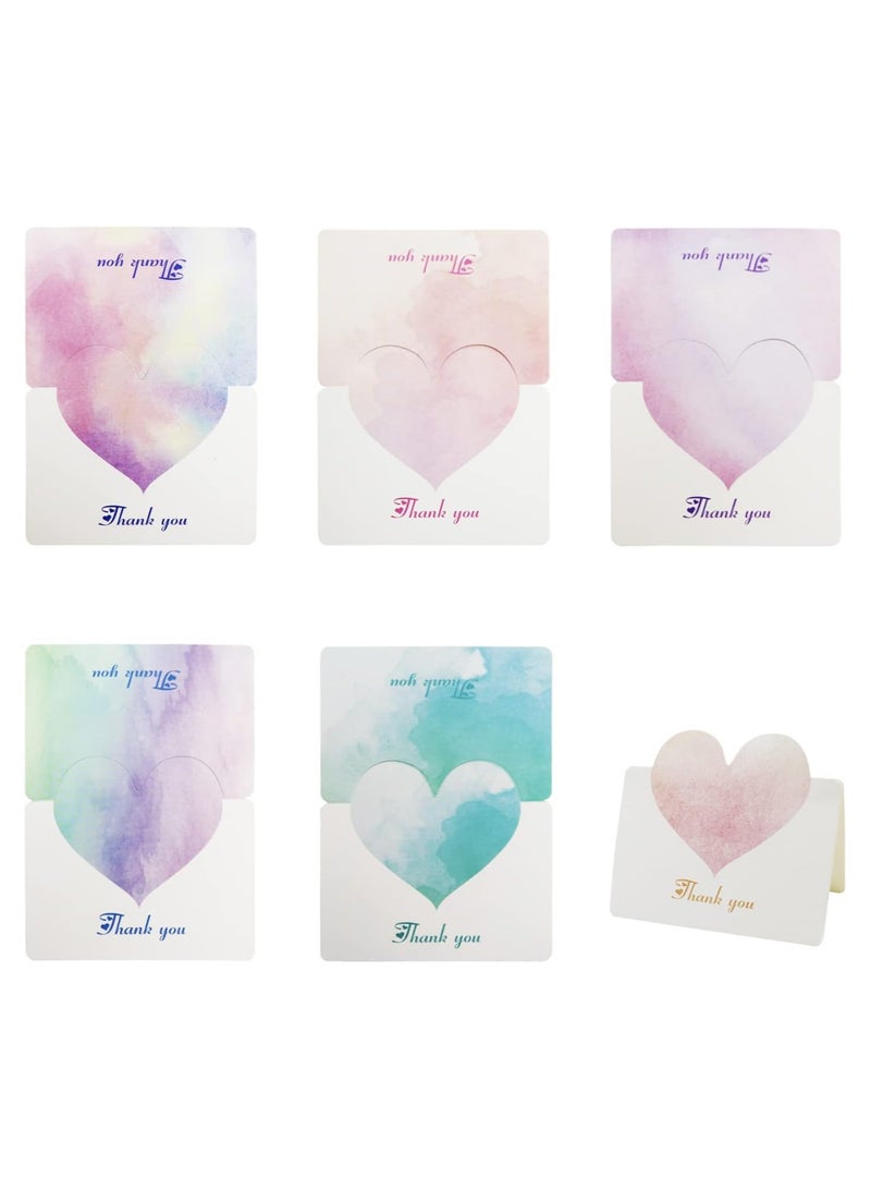 SYOSI 60 Pcs Heart Thank You Cards Valentine's Greeting Gift Cards Colorful Heart Blank Cards Romantic and Sweet Greeting Card Perfect for Wedding Graduation Valentine's Day - Image 1