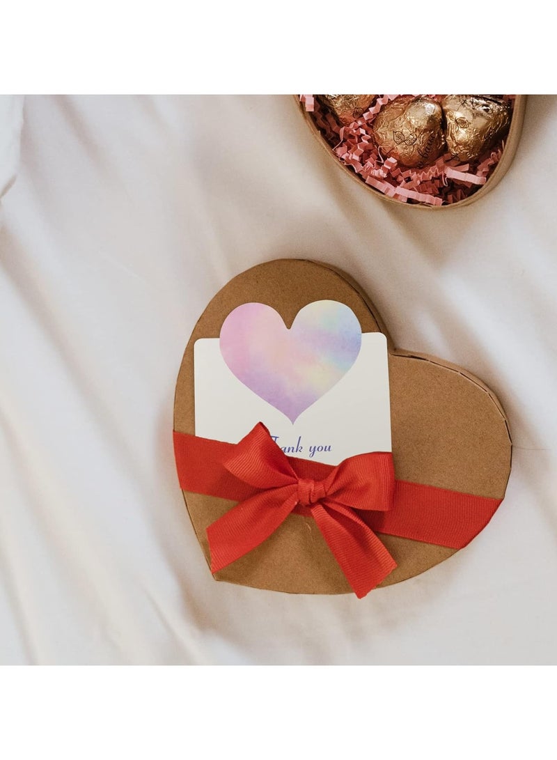 SYOSI 60 Pcs Heart Thank You Cards Valentine's Greeting Gift Cards Colorful Heart Blank Cards Romantic and Sweet Greeting Card Perfect for Wedding Graduation Valentine's Day - Image 2