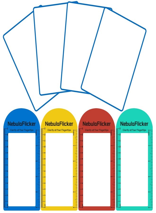 NebulaFlicker 4 Pcs Magnifying Sheet 3X Page Magnifier for Reading Lightweight PVC Fresnel Lens with 4 Pcs Magnifying Bookmark Ruler for Low Vision & Seniors - Image 1