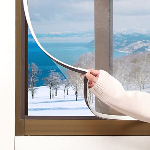 JOOFAN DIY Magnetic Window Insulation kit Transparent Film with White Frame Max 56"X35" Fits Any Size Smaller Coverings to Keep Cold Out Storm Warm in Winter - Image 1