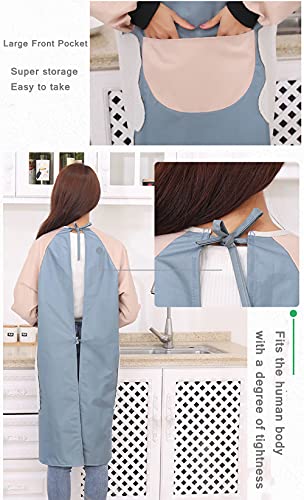 NAN Wind Women Kitchen Apron with Big Pockets,Long Sleeves Waterproof Apron for Cooking Baking Cleaning Work,Chef Aprons Kitchen Cooking Apron BBQ Grill Gift for Dad Men Women - Image 4
