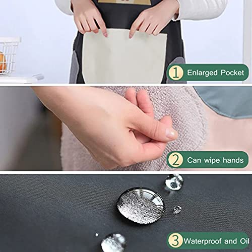 NAN Wind Women Kitchen Apron with Big Pockets,Long Sleeves Waterproof Apron for Cooking Baking Cleaning Work,Chef Aprons Kitchen Cooking Apron BBQ Grill Gift for Dad Men Women - Image 5